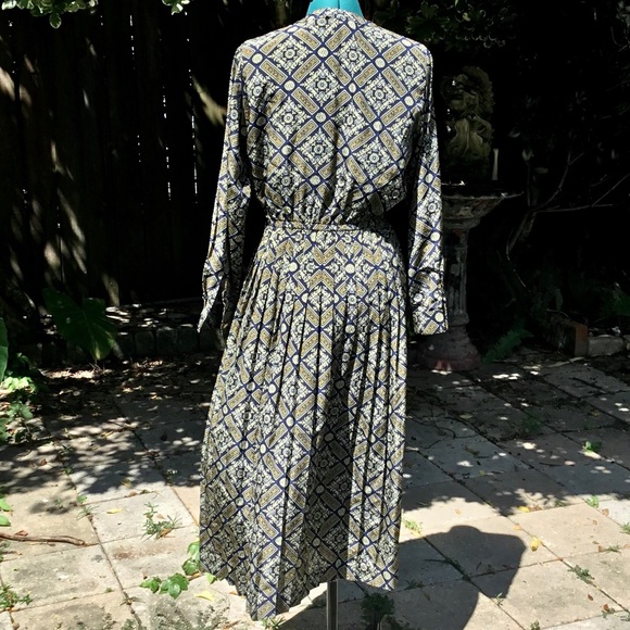 Talbots Vintage 80’s Baroque Pleated Dress - Picture 3 of 6